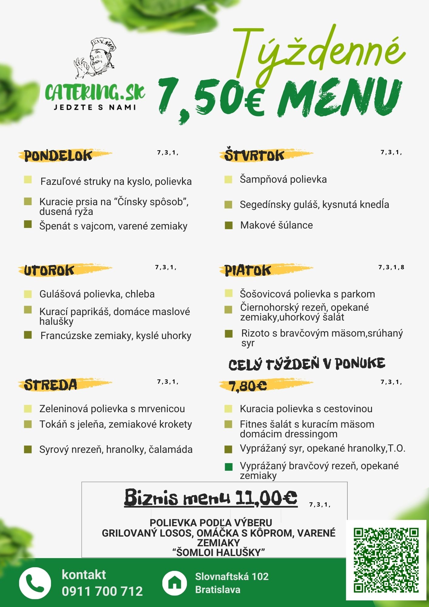 Denné menu od 22.1.2024 do 26.1.2024 Catering.sk